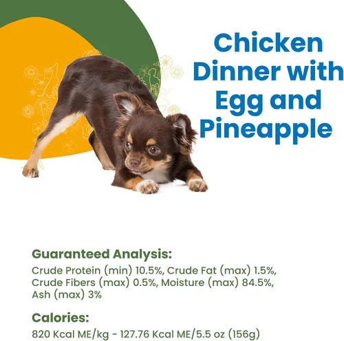 Miniatura 5 de Almo Nature HQS - Cena completa de pollo con piña y huevo en salsa, sin granos, comida húmeda enlatada para perros adultos, triturada.