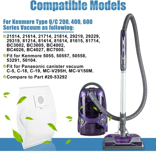 Miniatura 2 de Bolsas de vacío tipo Q/C HEPA 53292 para Kenmore 600 Series BC4039 400 Series 200 Series 700 Series 800 Series 81214 81414 81615 81714 5055 50557