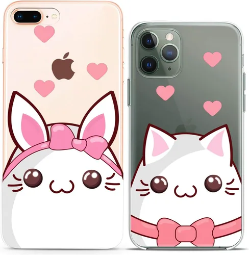 Miniatura 13 de Fundas a juego para parejas compatibles con iPhone 16 15 14 13 12 11 Pro Max Mini Xs X 6s 8 Plus 7+ Xr 10 SE 5 papel transparente cubierta delgada