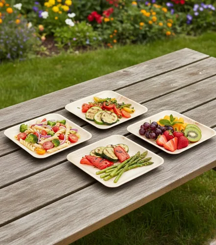 Miniatura 7 de Platos cuadrados desechables de hoja de palma Charity Leaf de 9" (22.86 cm) (50 piezas) Platos de servir tipo bambú, tablas desechables, vajilla