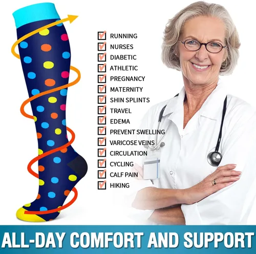 Miniatura 55 de 6 Pack Copper Compression Socks for Women and Men Circulation-Best Support for Medical, Running,Nursing,Athletic