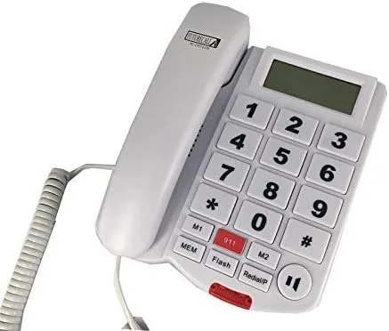 Future Call FC-1507-LCD Teléfono de identificación de llamadas con botón grande con altavoz de 2 vías y volumen de teléfono 40db