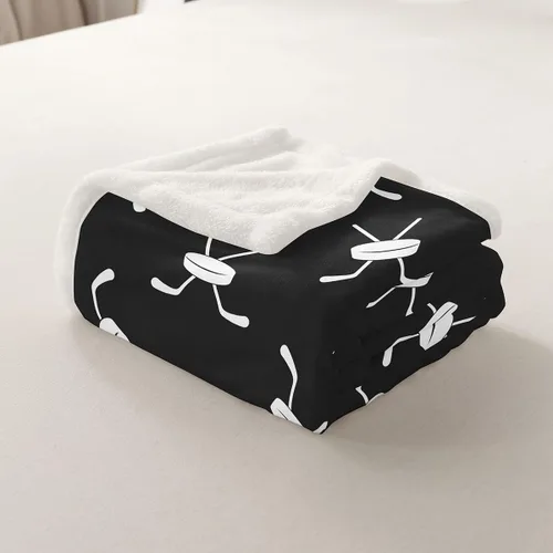 Miniatura 7 de Ice Hockey Sherpa Blanket Hockey Player Flannel Blanket For Kids Boys Girls Teens Adult Winter Ice Sports Plush Blanket Cartoon Ice Hockey Throw