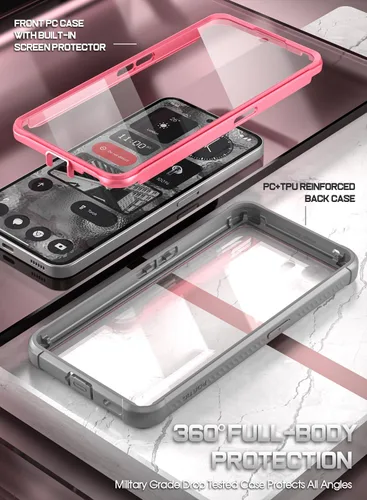 Miniatura 3 de Poetic Guardian - Funda compatible con Nothing Phone 2 de 6.7 pulgadas [prueba de caídas de grado militar de 20 pies], funda híbrida de cuerpo Rosa