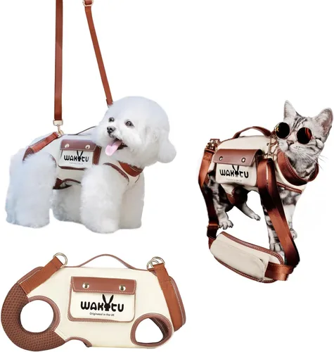 Miniatura 18 de Wakytu Arnés de elevación para perro, arnés VES ajustable para perro, correa ajustable para perro con bolsa pequeña para golosinas para cachorros