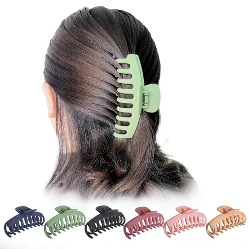 Miniatura 4 de OWIIZI Pinza para el cabello, 4.3 pulgadas, mate, grande, antideslizante, para cola de caballo, pinza de sujeción fuerte, pinzas de plátano