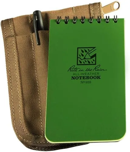 Miniatura 10 de Rite in the Rain All-Weather - Kit de cuaderno con espiral en parte superior de 3 x 5", funda de tela CORDURA, cuaderno amarillo y bolígrafo Negro