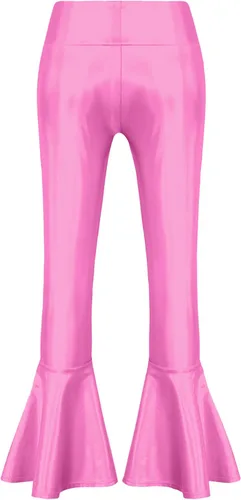 Miniatura 4 de Pantalones acampanados metálicos brillantes para niñas y niños, con lentejuelas, con volantes, para danza, yoga, leggings