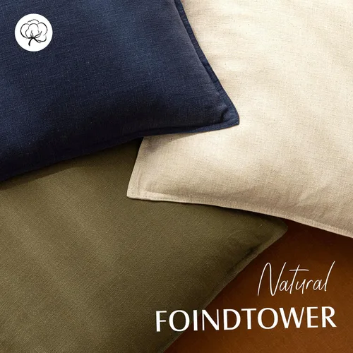 Miniatura 4 de Foindtower Paquete de 2 fundas de almohada decorativas de lino y liso, funda de cojín decorativa suave, estilo bohemio campestre para silla, sofá