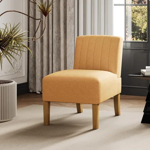 Miniatura 21 de VIRRMO Sillas de Acento sin Brazos para Sala de Estar, Silla Slipper Moderna Sillas de Sala de Estar con Patas de Madera Sólida, Silla de Tocador