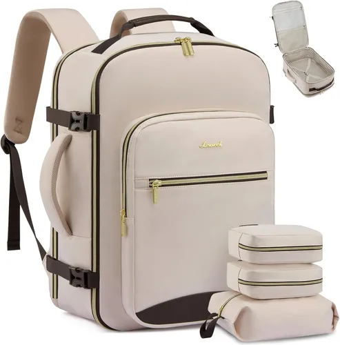 Miniatura 24 de LOVEVOOK Mochila de viaje de 40L aprobada para vuelo, 3 cubos de embalaje, bolsa de viaje impermeable para artículos personales, equipaje de mano