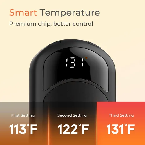 Miniatura 3 de Electric Hand Warmers Rechargeable, 104–131°F with Temp & Battery Display, 3 Heat Levels, Fast Heating, Smart Temp Control, Pocket-Size, Fits in
