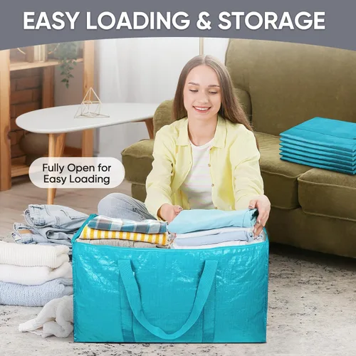 Miniatura 7 de TICONN Paquete de 2 bolsas de mudanza extra grandes resistentes con cremalleras y asas de transporte, bolsas de almacenamiento duraderas