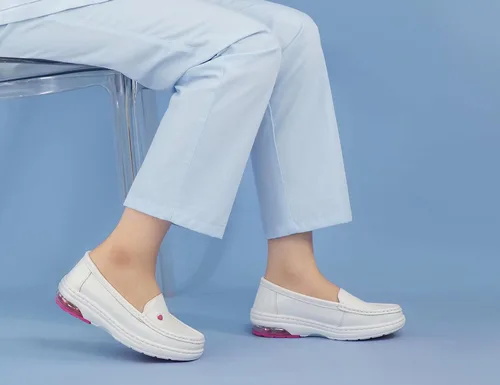 Miniatura 7 de MaxMuxun Zapatos de enfermería antideslizantes de las mujeres de cuero cómodo resbalón en zapatos planos mocasines para el trabajo del restaurante