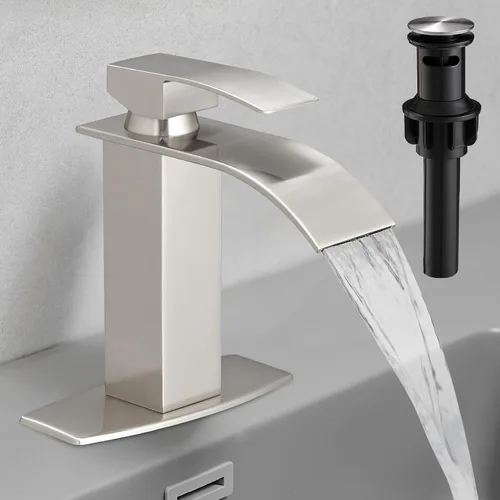 Miniatura 11 de Hoimpro Grifo de Baño en Cascada con Líneas de Suministro cUPC, Grifo de Lavabo de Baño de Una Sola Manija, Grifo de Tocador Vessel para RV