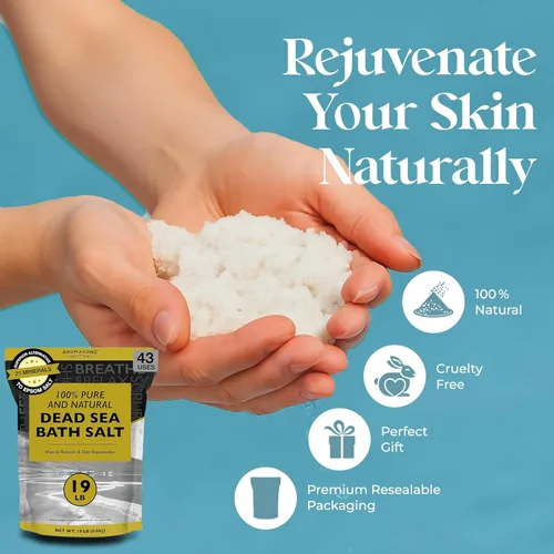 Miniatura 3 de Aromasong Sal del Mar Muerto – Sal de baño de spa – 19 libras de grano fino a granel – 100% pura – Mejor absorción que la sal de Epsom – Remojar