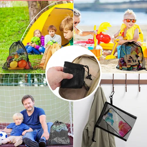 Miniatura 2 de iMucci Bolsa de malla con cordón de lavandería, bolsa de gimnasio con cordón de nailon con cierre de cordón, Negro 12, Classic