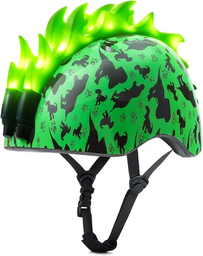 Miniatura 11 de Casco de bicicleta para niños pequeños con luces LED, casco para niños varones de 3 a 8 años, cascos de bicicleta ajustables para niños pequeños Azul