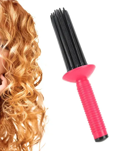 Peine para rizar el cabello, rizador de pelo, rizador de pelo, herramienta de rodillo de maquillaje, peine portátil, antideslizante, cepillo redondo