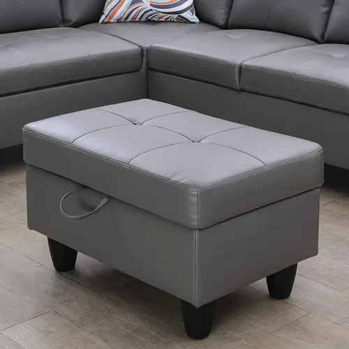 Miniatura 12 de A Ainehome Otomana, moderna otomana de cuero para sala de estar, apartamento y espacio pequeño (tamaño: 28.5 x 19 x 17.5 pulgadas de alto, A-negro)