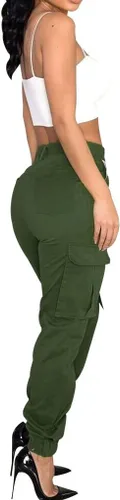 Miniatura 2 de Pantalones cargo de camuflaje para mujer con bolsillos, cintura alta, ajustados, casuales, cónicos, de camuflaje, pantalones de senderismo