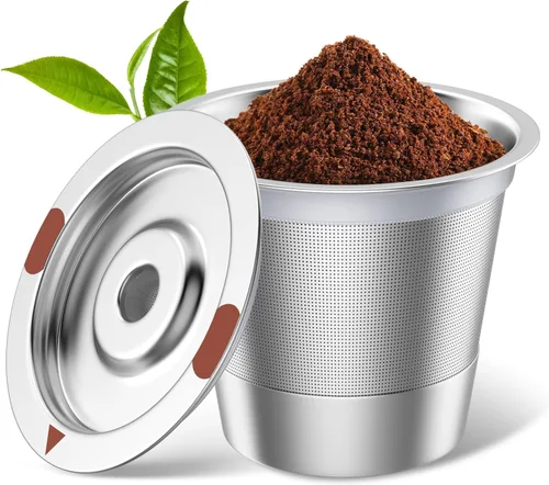 Miniatura 8 de Paquete de 2 tazas K reutilizables para Keurig 1.0 y 2.0, cápsulas de café reutilizables de acero inoxidable SUS304 de grado alimenticio, tazas K