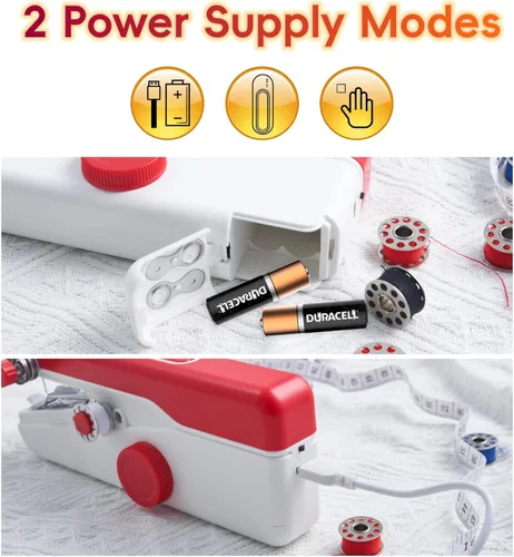 Miniatura 6 de Nueva máquina de coser portátil de mano, máquina de coser a mano con juego de hilos completo, adecuada para reparación rápida de bricolaje y uso