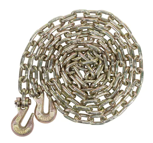 Miniatura 32 de Mytee Products Paquete de 4 cadenas de 3/8 pulgadas x 6 pies de grado 70 con ganchos de agarre de horquilla, cadena de remolque de transporte G70, 4