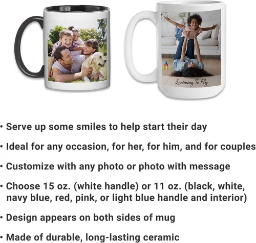 Miniatura 5 de Let's Make Memories Taza con fotos personalizada, taza de café personalizada, tu foto o obra de arte de niños, para ella, cumpleaños, para mamá