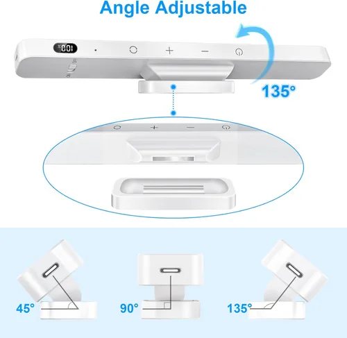 Miniatura 6 de Ferswe Barra de Luz Recargable de 3W con Control Remoto, Luces de Espejo Ajustables de 3 Colores, Batería de 2000mAh para Maquillaje, Táctil