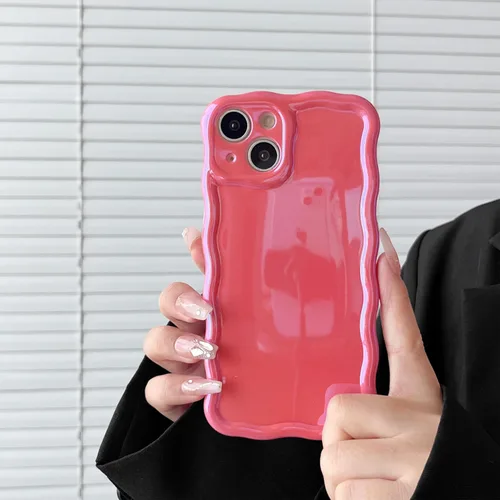 Miniatura 65 de FABSPARK Funda para iPhone 14 Pro Max, bonita funda colorida con láser, retro, exquisita, rizada, borde ondulado, protector estético de TPU suave