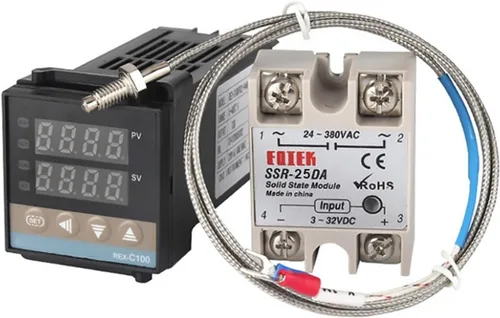 Miniatura 4 de 1 juego REX-C100 controlador de temperatura PID digital K termostato de entrada + salida SSR 10DA 25DA 40DA + termopar K sonda 3.3 ft (SSR 10DA)