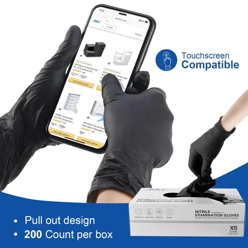 Miniatura 6 de JMU Guantes negros de nitrilo a granel mediano, caja de 1200, 3.5 mil, sin látex sin polvo