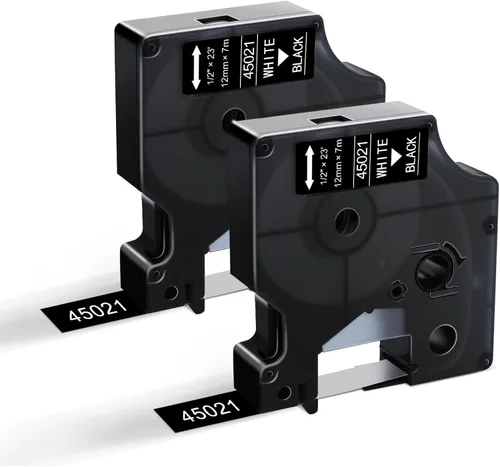 Cinta de etiquetas compatible con Dymo 160 45021, cinta blanca sobre negra, LabelManager 160, 280, 260P, 420P, 120P, 150, 1/2 pulgada x 23 pies,