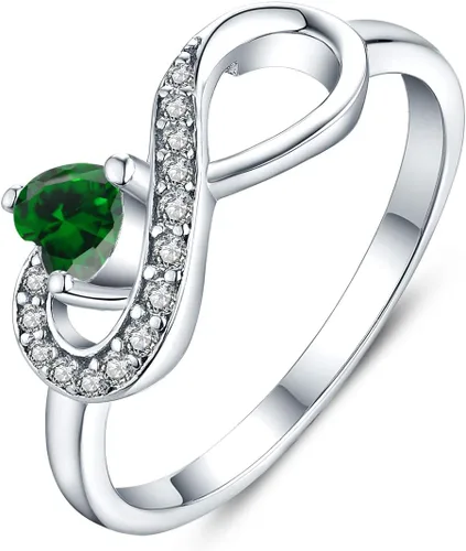 Miniatura 75 de Anillo Jo Wisdomo de compromiso. de plata esterlina, con corazón e infinito, anillo de amistad, para ella