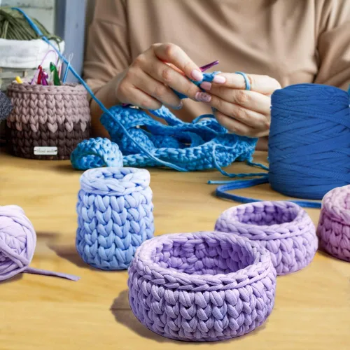 Miniatura 6 de 400g de hilo de tela elástica para tejer con ganchillo para DIY, 119 metros de hilo de espagueti grueso para tejer para proyectos de bolso, cesta