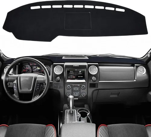 Miniatura 15 de SPEEDWOW Tapete para cubierta de tablero de instrumentos compatible con Ford F150 1997-2003 sin sensor climático/sensor de luz