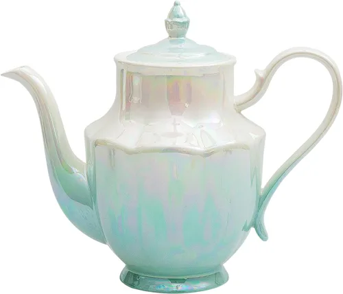 Miniatura 9 de Tetera de cerámica Agyiuns, tetera de porcelana con tapa, 38.8 Oz para té, leche, café, té de flores (Azul)