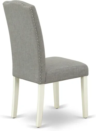Miniatura 8 de East West Furniture ANEN3-LWH-06 - Juego de mesa de cocina de 3 piezas contiene una mesa de comedor redonda con pedestal y 2 sillas de comedor