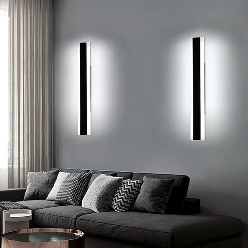Miniatura 96 de Luz de pared exterior moderna de 47 pulgadas, accesorios de iluminación exterior de acrílico negro de 3000K, montaje en pared, luces de porche