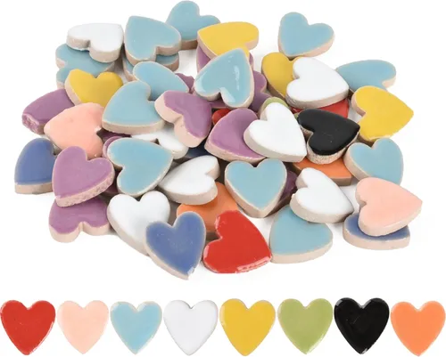 Azulejos de mosaico en forma de corazón de 7.05 oz, azulejos de mosaico de cerámica creativos para manualidades, macetas, jarrones, marcos de fotos,