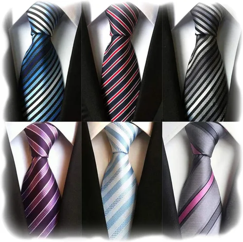 Miniatura 27 de WeiShang Lote de 6 corbatas clásicas de seda para hombre, corbatas tejidas jacquard