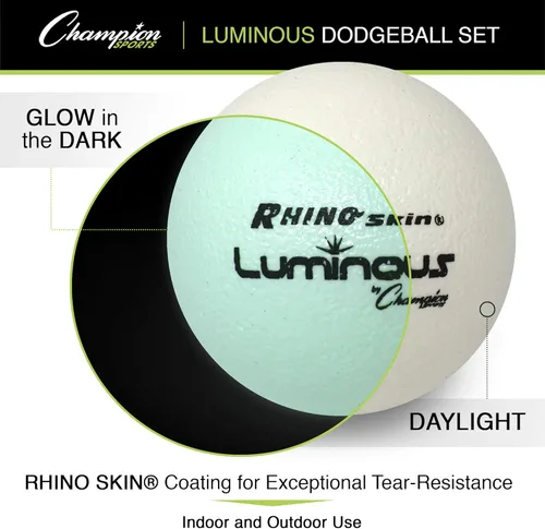 Miniatura 3 de Champion Sports Rhino Skin Luminous Dodgeball Set Luminoso (brilla en la oscuridad)