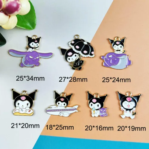 Miniatura 3 de 40 dijes de animales Kawaii de dibujos animados de anime, para pulseras, collares, aretes, joyería, manualidades, 8 estilos, Acero aleado, No es una