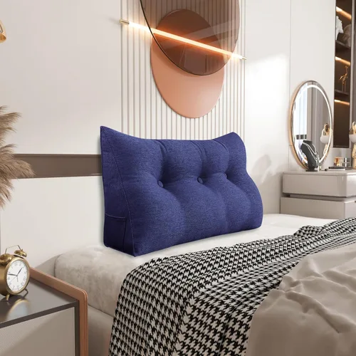 Miniatura 31 de Almohada de cuña pequeña para cabecero; almohada para leer, para sentarse en la cama, almohada triangular de respaldo para adultos, almohada