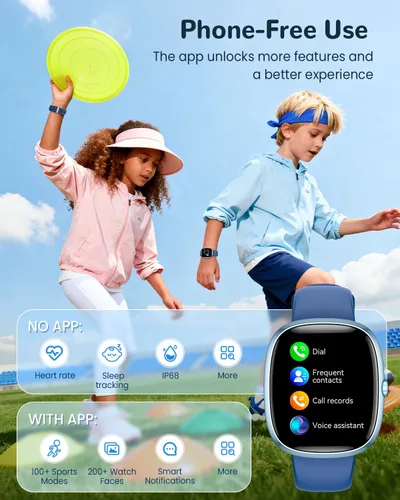 Miniatura 2 de Reloj Inteligente para Niñas Regalo: No Necesita APP Ni Teléfono, Reloj con Monitor de Frecuencia Cardíaca y Sueño, Podómetro, Reproductor de Azul