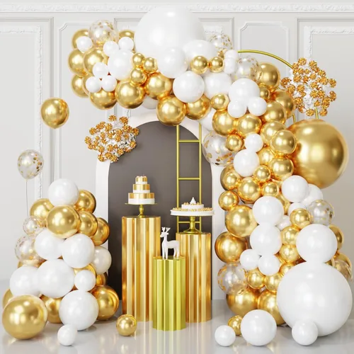 Miniatura 9 de Kit de arco de globos negros y plateados, 130 guirnaldas de globos negros metálicos, globos de látex plateados metálicos de diferentes tamaños