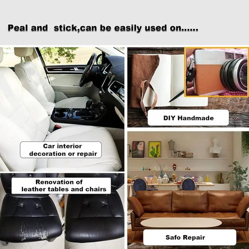 Miniatura 6 de Kit de cinta adhesiva de reparación de cuero para sofás, 2 paquetes de 4 x 60 pulgadas, adhesivo para sofá, sofá, cinturón de seguridad de coche