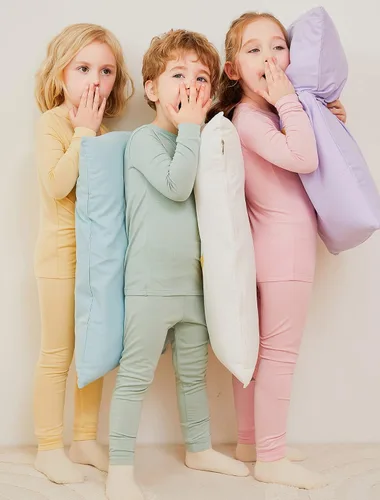 Miniatura 2 de mollimelli friends Conjunto de pijama de modal de 2 a 15 años, ajuste cómodo, sólido, para niños, adolescentes, niñas y niños