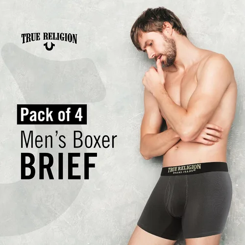 Miniatura 3 de True Religion Calzoncillos tipo bóxer de algodón elástico para hombre, paquete de 4